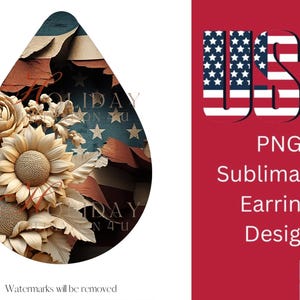 USA Patriotic Earring PNG | July 4 earring template | Holiday teardrop earring png | 4th of July sublimation earrings | western earrings
