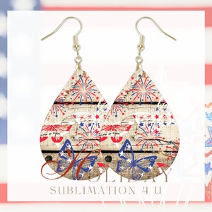 USA Patriotic Earring PNG | July 4 earring template | Holiday teardrop earring png | 4th of July sublimation earrings | western earrings