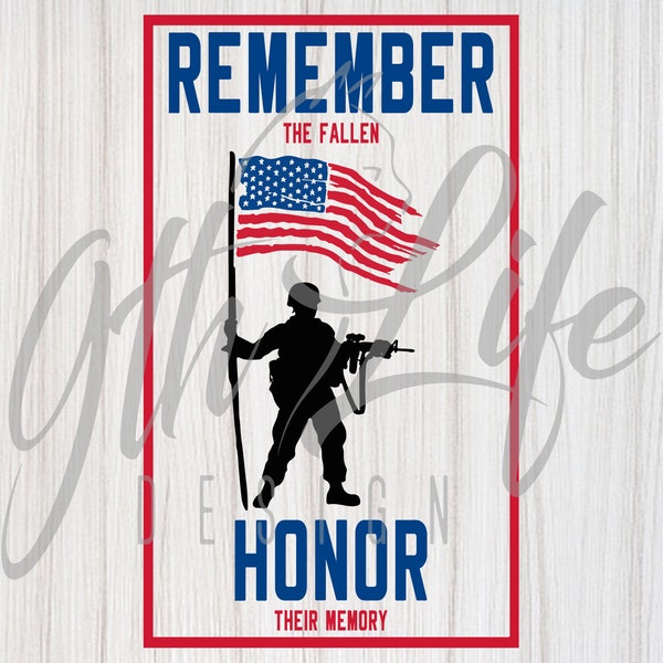 Memorial Day Design Fallen Soldiers Honor and Remember png, svg, jpg,psd, full color, black, white for decals, stickers, shirts, etc