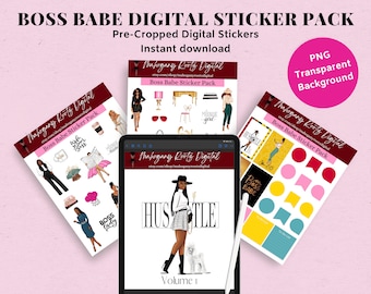 African American Boss Babe Digital Sticker Pack-Volume 1