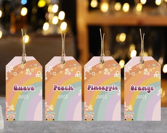 Groovy Baby Shower Mom-osa Bar Tags - Groovy Baby Shower - 70s Theme Baby Shower Mimosa Bar Sign - printable Instant download BIB257