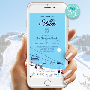 Snowboard Ski Invitation Template, Ski Party Invite, Join Us On The Slopes  - Digital Invitation for Phone - Downloadable Editable Evite