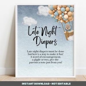Late Night Windeln Zeichen - wir können Bärig warten Baby Shower Spiele - Bear Late Night Windeln Zeichen Baby Shower Spiele - printable BIB232