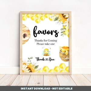 Favors Sign - Bee Baby Shower - Sweet as can Bee Baby Shower Games - printable Instant download BIB267
