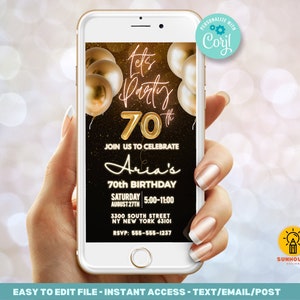 70th Birthday Phone Invitation Template | Instant Digital Download Editable Evite