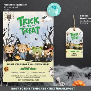 Editable Halloween Party Invitation Template - Spooktacular party - Trick Or Treat Halloween - Editable printable 5x7