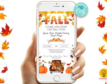 Fall Festival Invitation Template, Fall Festival Invite for Phone, Instant Digital Download Editable Evite
