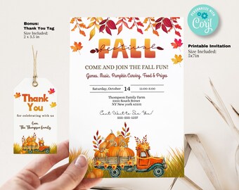 Fall Festival Invitation Template, Pumpkin Invitation, Fall Festival Invite Printable 5x7 Invite