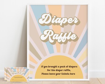 Diaper Raffle Sign - Sunshine Baby Shower Games -  printable Instant download With raffle cards BIB275