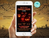 Pumpkin Carving Party Invitation Template - Halloween Invite for Phone Instant Digital Download Editable Evite