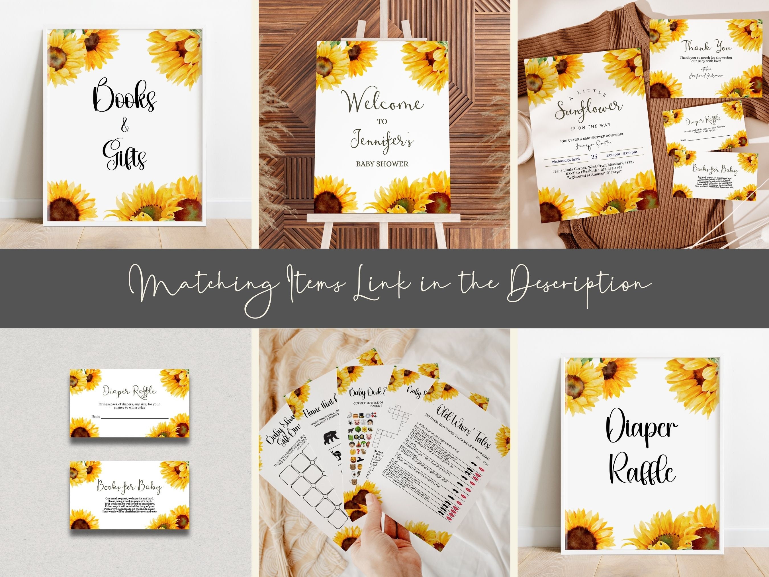 Editable Sunflower Baby Shower Invitation 5x7, Rustic Baby Shower, Incl ...