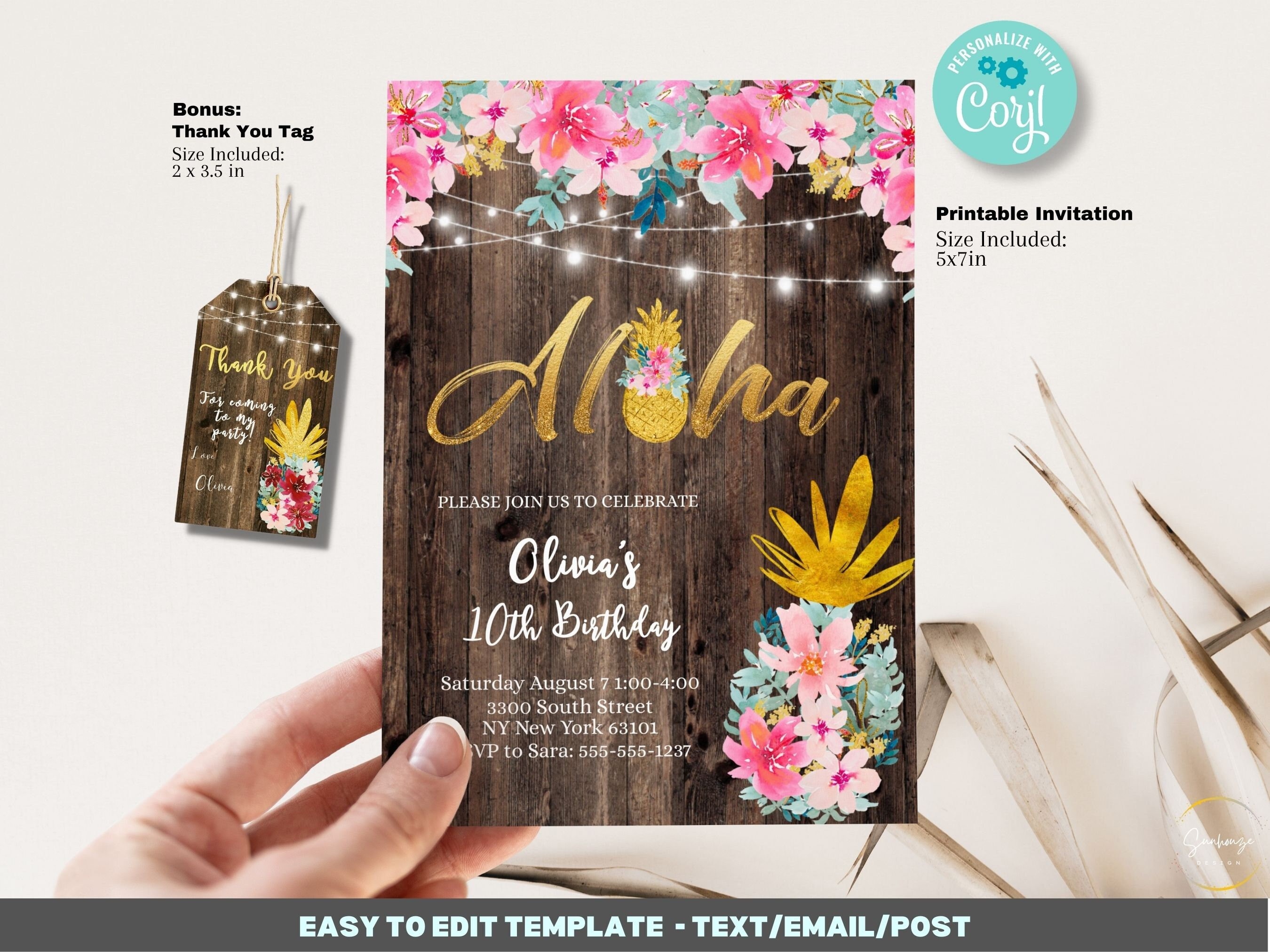 Aloha Invitation Hawaiian Invitation Invitation Template Etsy