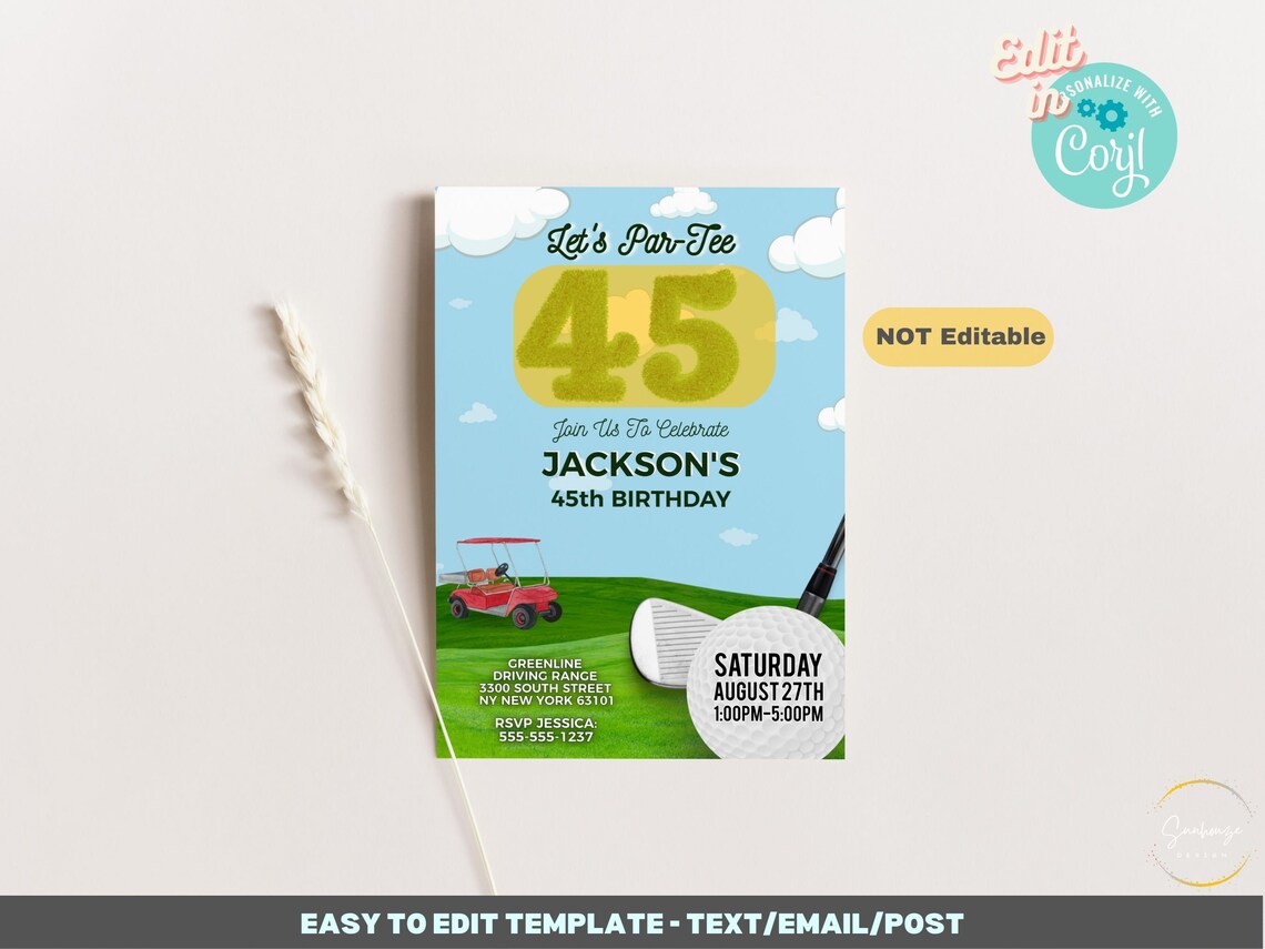 45th Birthday Golf Invitation Template: Par-tee Party (digital Download ...