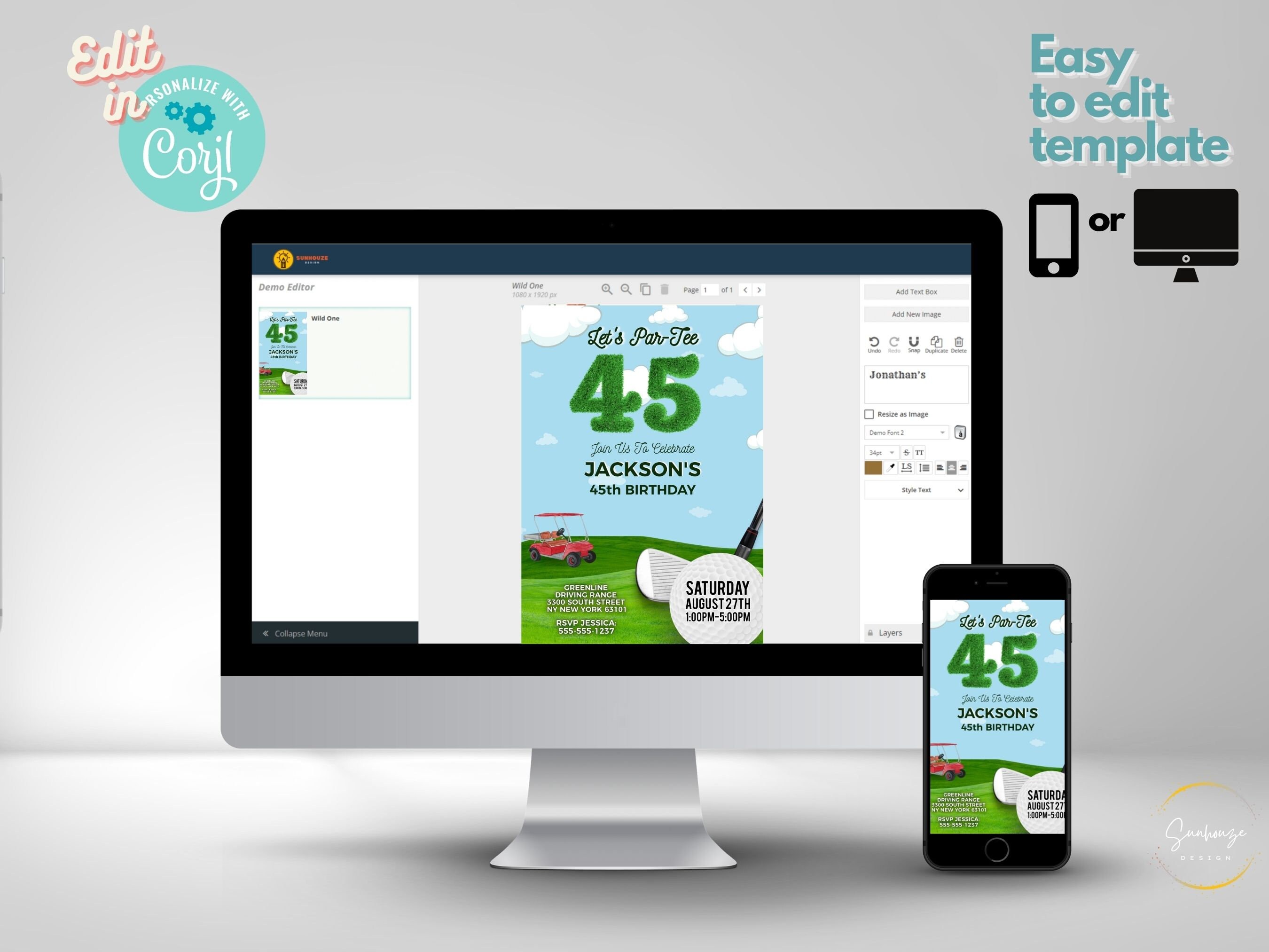 45th Birthday Golf Invitation Template: Par-tee Party (digital Download ...