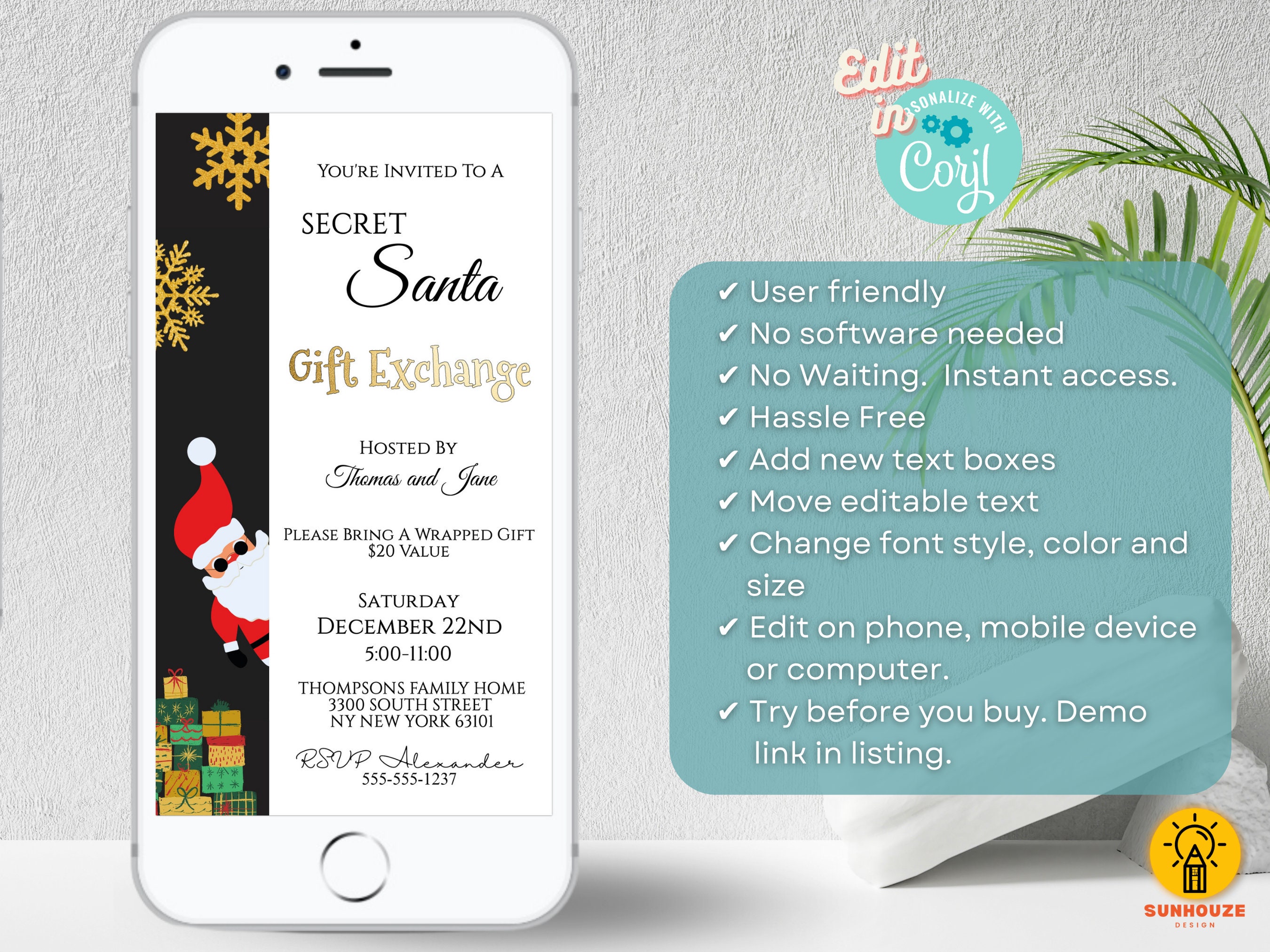 Secret Santa Invitation Template Christmas Party Invite for Etsy Secret Santa Invitation Template Christmas Party Invite for Etsy