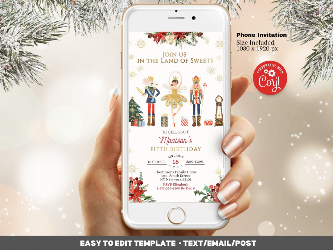 Editable Nutcracker Birthday Invitation Template - Winter Birthday ...