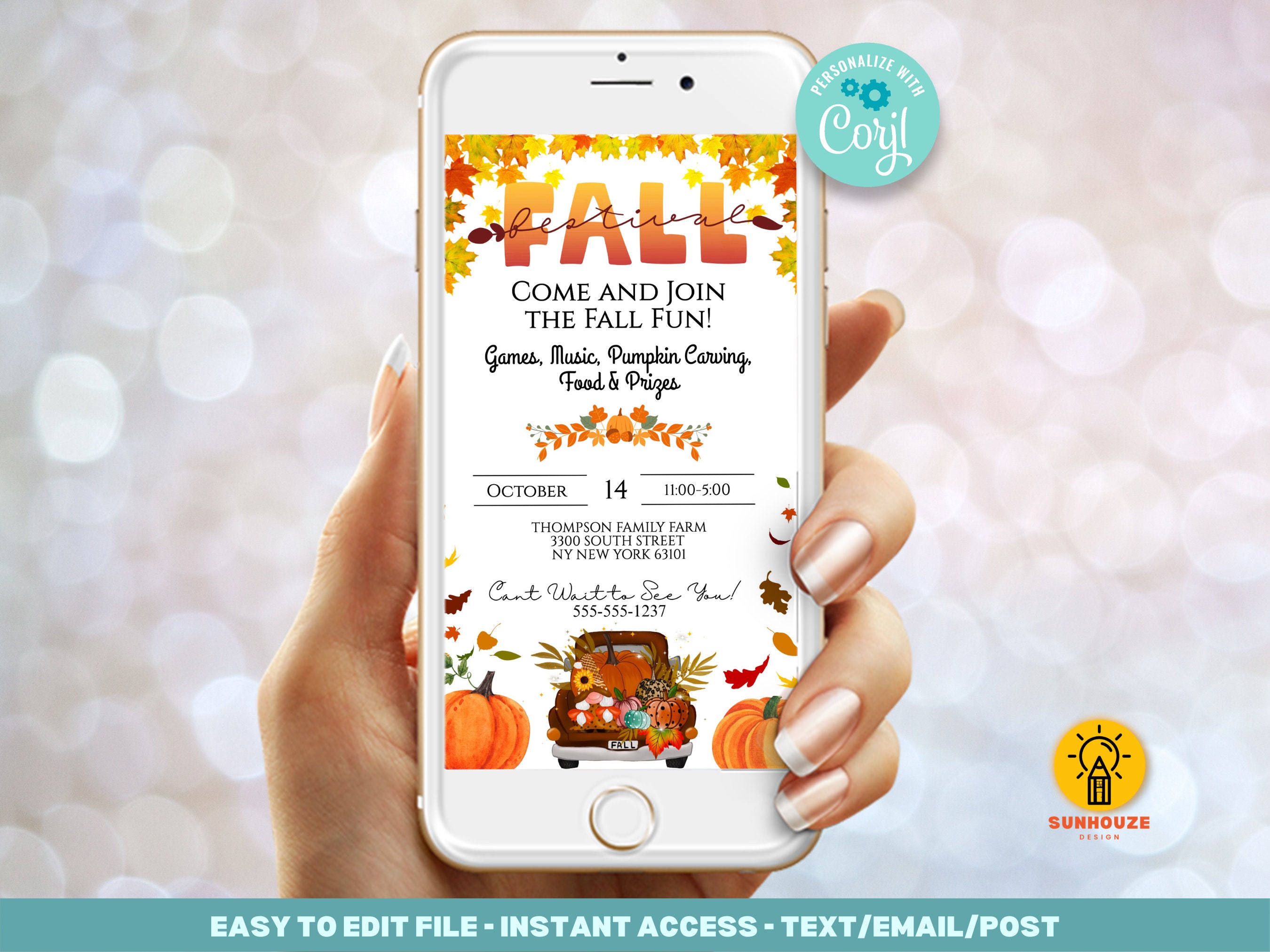 Fall Festival Invitation Template, Fall Festival Invite for Phone ...