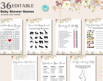 Editable Baby in Bloom Baby Shower Games Bundle, Editable Template, floral baby shower games, wildflower baby shower, Printable BIB228