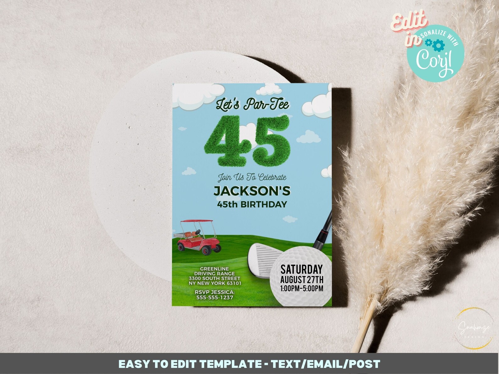 45th Birthday Golf Invitation Template: Par-tee Party (digital Download ...
