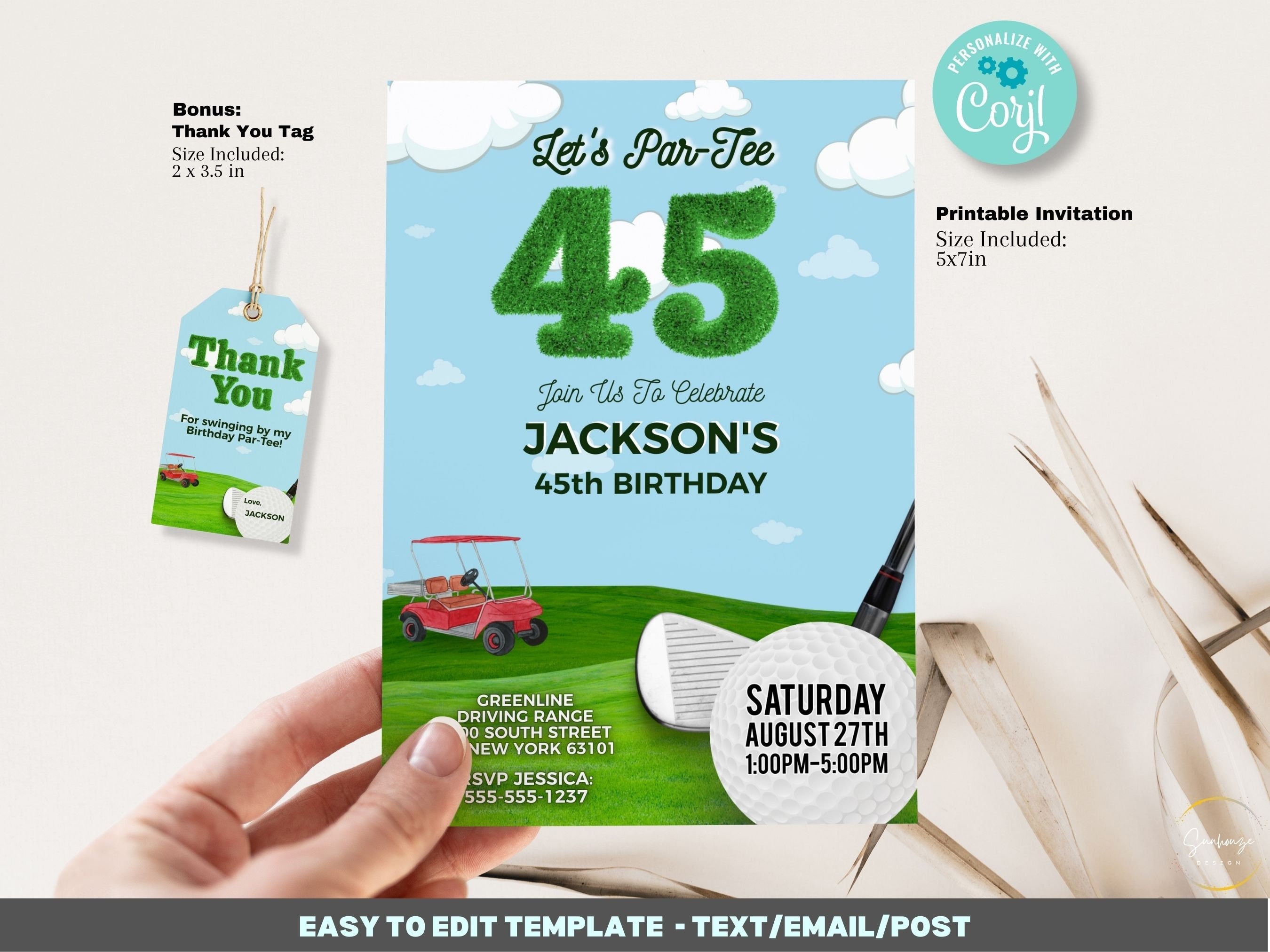 45th Birthday Golf Invitation Template: Par-tee Party (digital Download ...