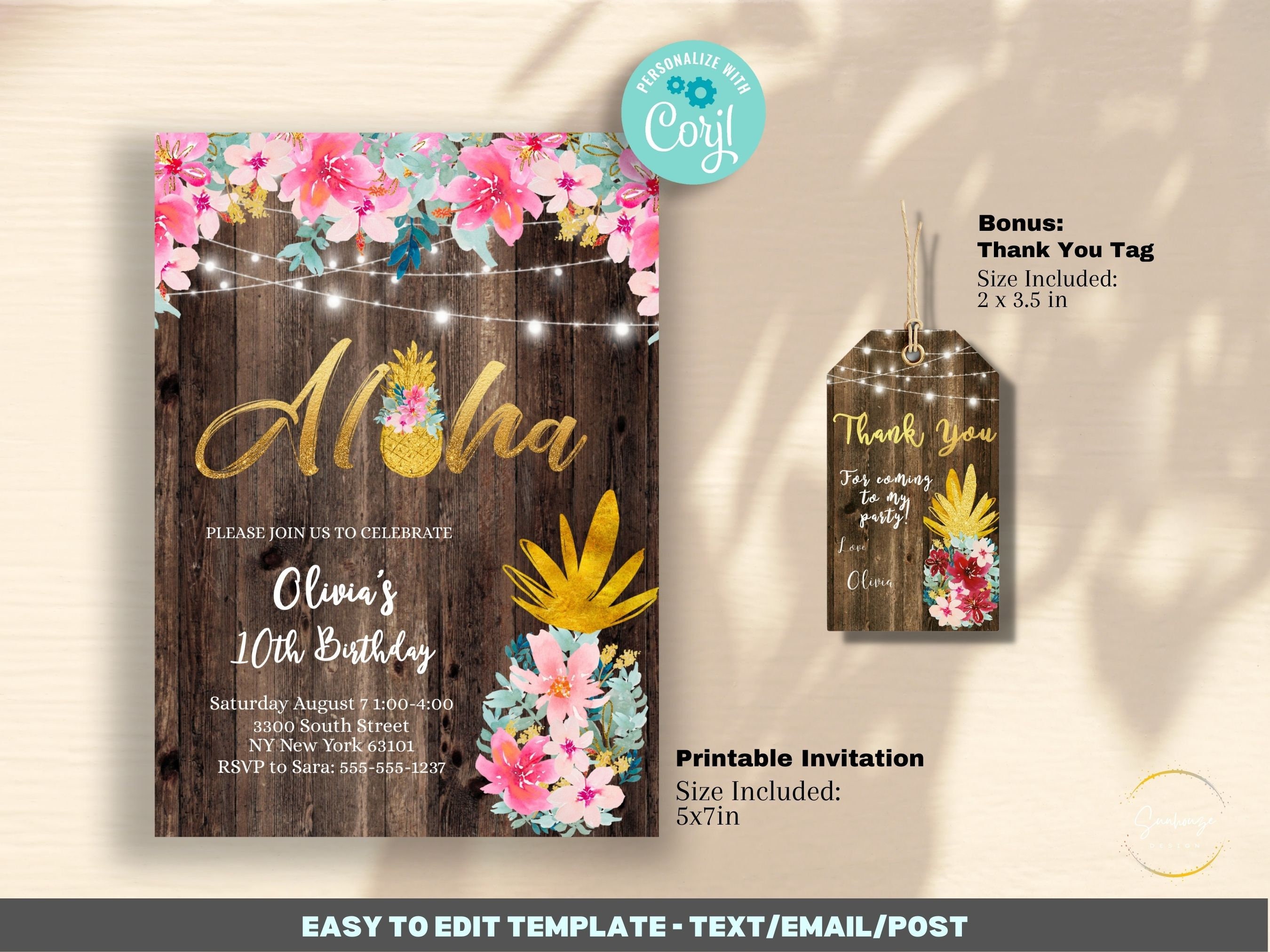 Aloha Invitation Hawaiian Invitation Invitation Template Etsy
