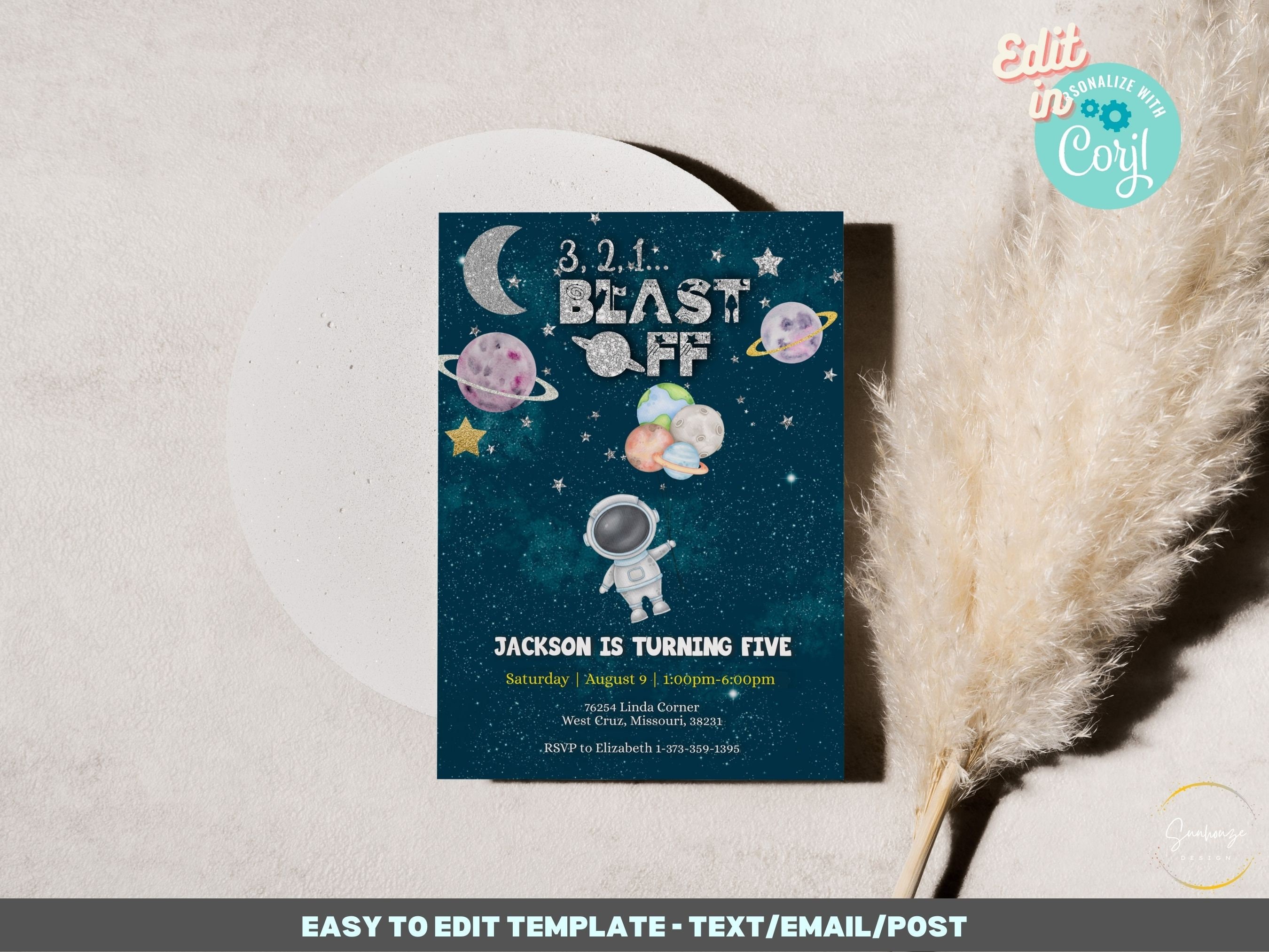 Editable Space Birthday Party Invitation Template Space - Etsy