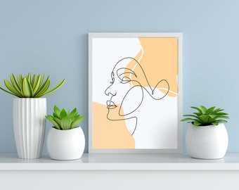 Stampa artistica astratta del volto di donna / Parete di galleria minimalista (download digitale)