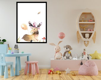 Watercolor Baby Deer Print – Woodland Nursery Wall Art (Digital Download)
