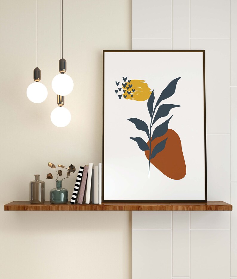 Abstract Wall Print | Minimalist Plant Art | Tropical Art Palm Leaf Art ...