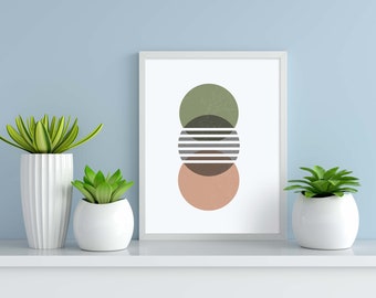 Impresión geométrica descargable / Impresión de arte imprimible de círculos / Impresión de arte de mediados de siglo / Impresión minimalista / Decoración de pared Boho / Decoraciones para el hogar