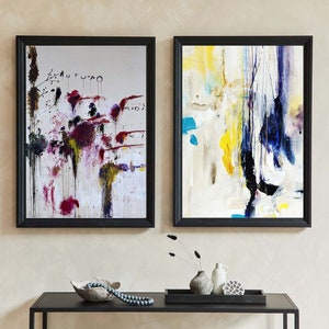 Set van 2 illustratie verf Wall Art Poster - handgeschilderde wall art poster - esthetisch huis wall art decor - decoratieve wall art poster