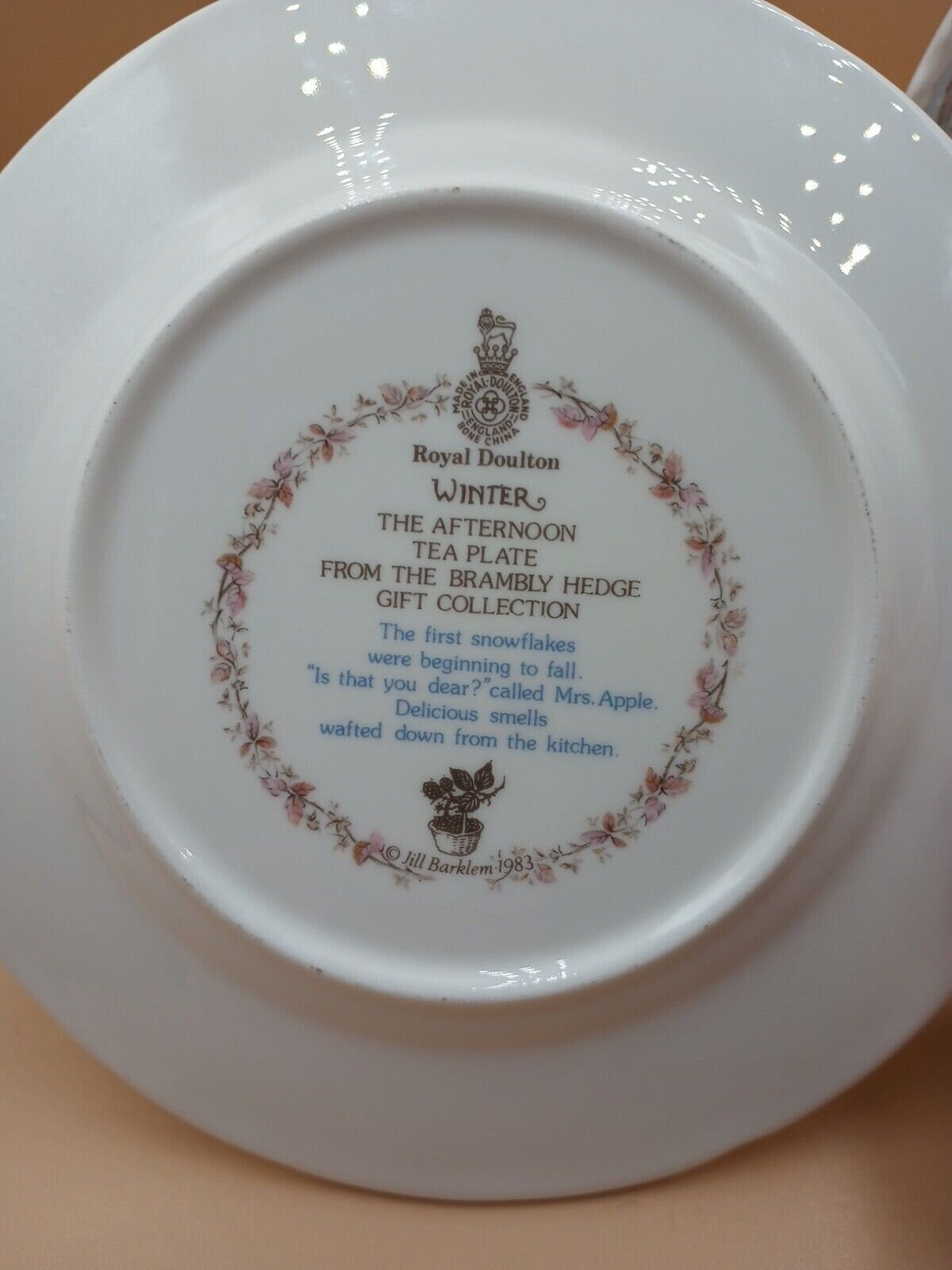 Royal Doulton Winter Brambly Hedge Trio Tea Cup Saucer & Plate Set Jill