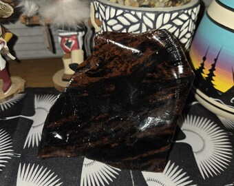 1.25lb Black and Brown Obsidian Volcanic Glass Sample from Wickenburg, Arizona: Raw Mineral Display Sample