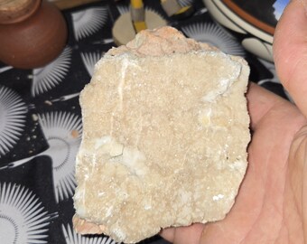 12oz Alabaster Sample with Calcite Crystals from Southwest Utah; Natural raw stone for Carving, Display, or Collection