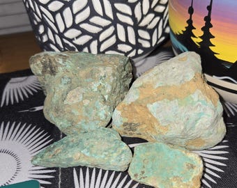 12oz Malachite and Chrysocolla Mineral Display Sample Set of 4 from Arizona