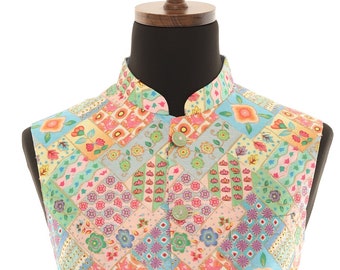Exquisite Multi-Colored Art Silk Nehru Jacket for Men