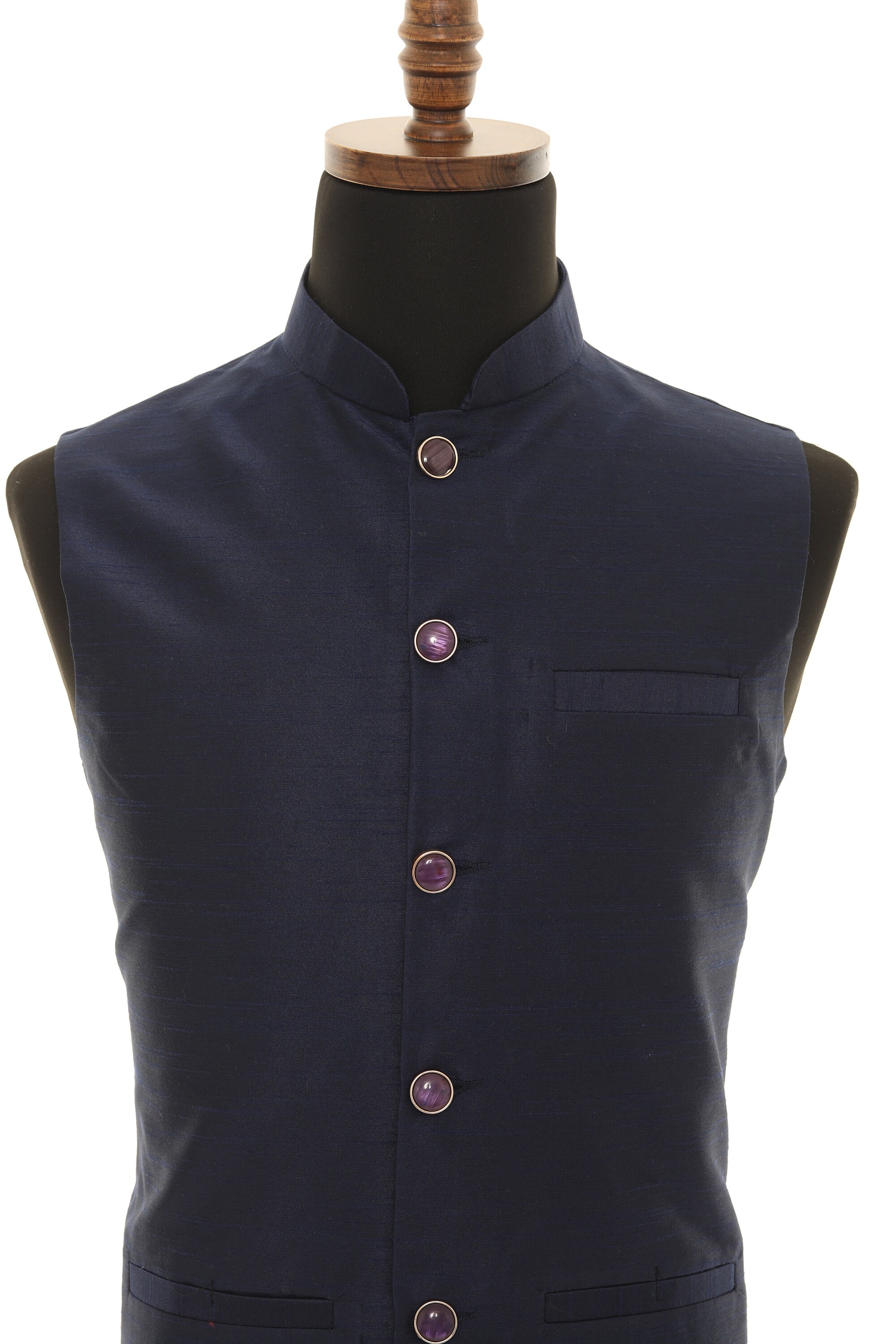 Men's Navy Blue Nehru Jacket, Sleeveless Jacket, Indian Party Wear, Wedding Wear, Nehru Jacket