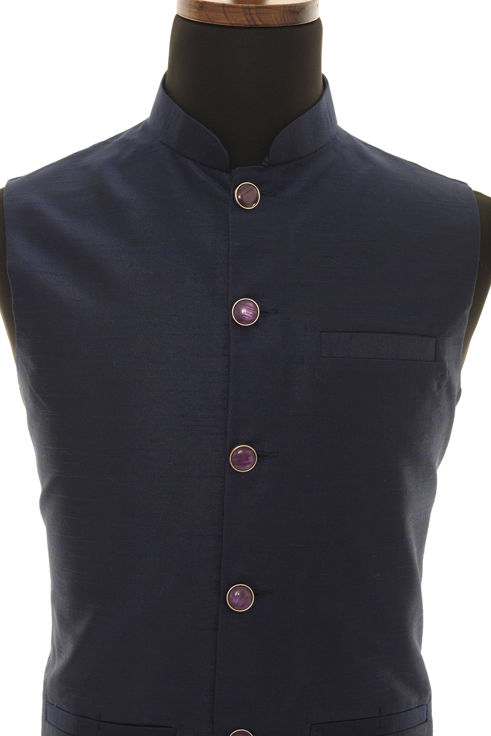 Men's Navy Blue Nehru Jacket, Sleeveless Jacket, Indian Party Wear, Wedding Wear, Nehru Jacket