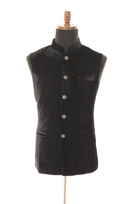 Black Luxurious Velvet Nehru Men's Jacket: The Perfect Party Wear for a Sophisticated Look