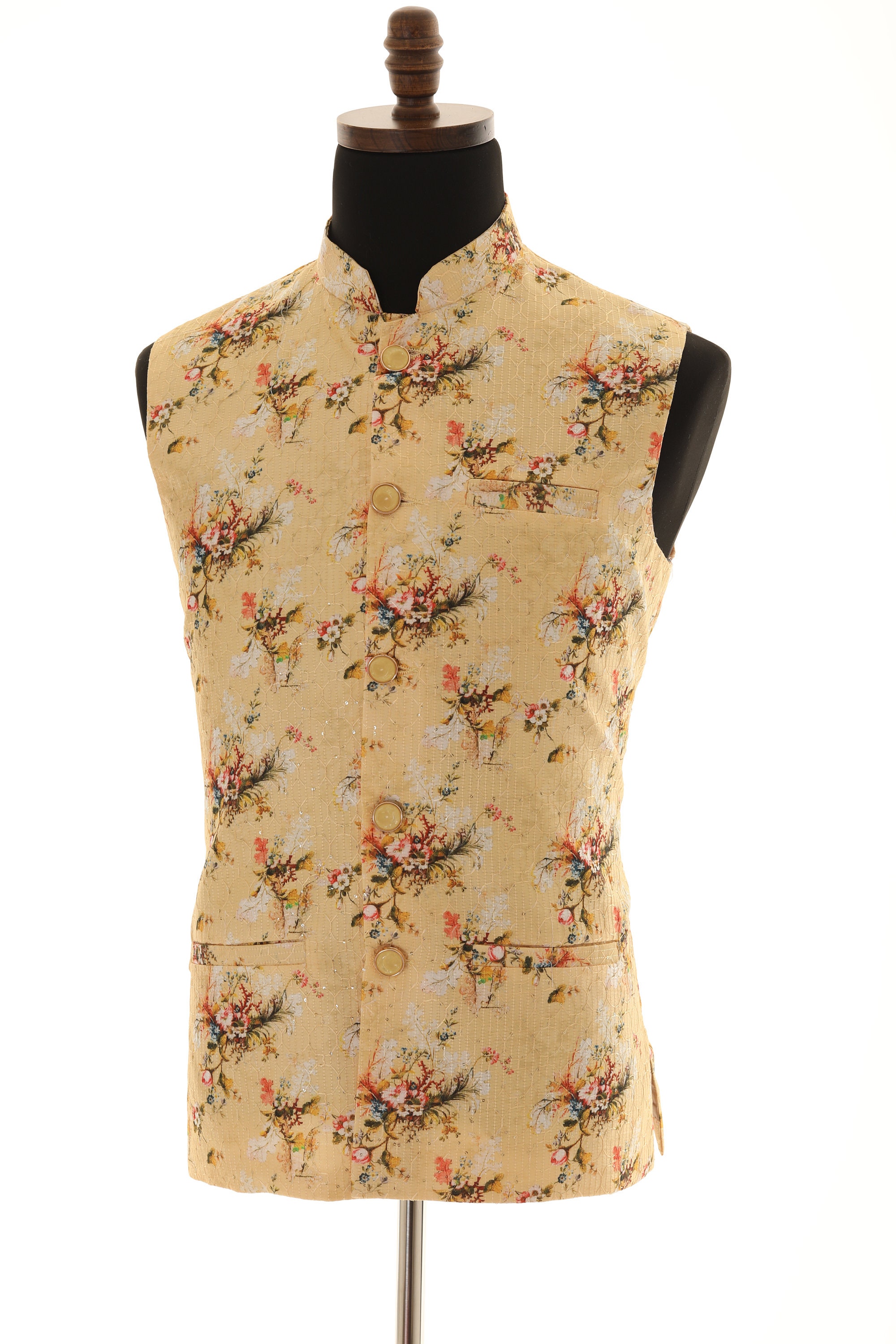 Nehru jacket floral print top