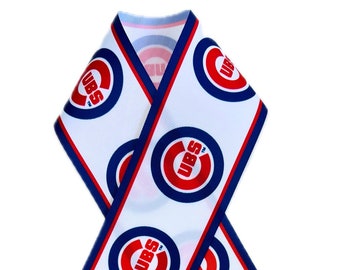 Chicago Baseball White Background High Quality Grosgrain Ribbon, Choose Preferred Ribbon Width and Yards, Ready to Ship