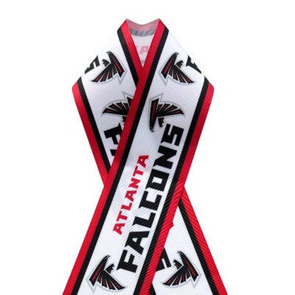 Falcons White Background 1 Yard Length on Grosgrain Ribbon, Sports Team Ribbon, Choose Your Width, Choose Your Length, Ready to Ship