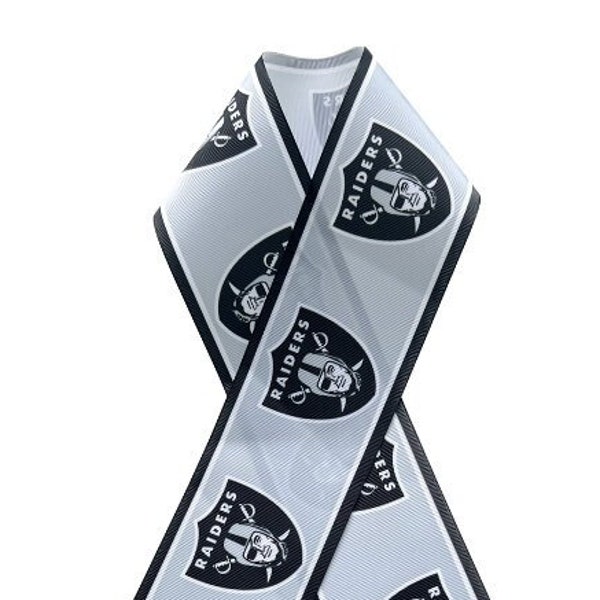 Raiders Grey Background High Quality Grosgrain Ribbon, Choose Preferred Ribbon Width, Choose How Many Yards, Ready to Ship