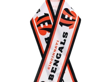 Bengals White Background Multiple Sizes Printed Grosgrain Ribbon