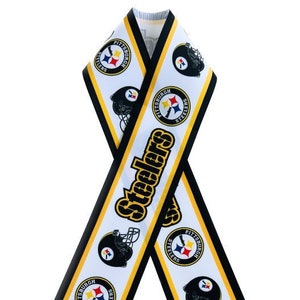 Steelers White Background High Quality Grosgrain Ribbon, Choose Preferred Ribbon Width, Choose How Many Yards, Ready to Ship