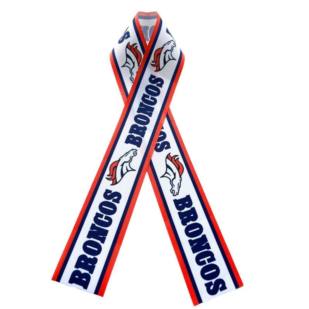 Broncos White Background, Not Wired, Multiple Sizes Printed Grosgrain ...