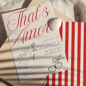 Handgetekende That's Amore vrijgezellenfeestuitnodiging, handgeschreven bruidssjabloon, trendy vintage vrijgezellenfeestuitnodiging, elegante klassieke uitnodiging