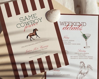 Cowgirl Bachelorette Itinerary Invitation Template: Western Chic (Digital Download)