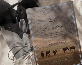 Western Cowboy Mountain Ranch Classy Save The Date Template