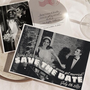 Bearbeitbar Zur Kapelle gehen Vintage Save The Date Postkarte, Save The Date Card, Vintage Save The Date Foto, Retro Save The Date Card